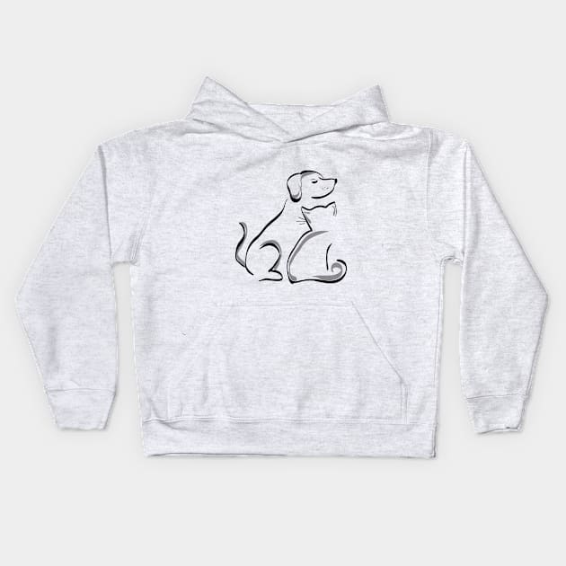 Dog and cat friendship Kids Hoodie by HOLLA